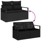 Gartensofa-set mit Speicher 9 pcs Schwarz Poly-Rattan