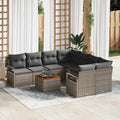 Gartensofa-set mit Speicher 9 pcs Grau Poly-Rattan
