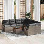 Gartensofa-set mit Speicher 9 pcs Grau Poly-Rattan