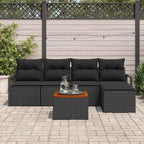 Gartensofa-set mit Speicher 6 pcs Schwarz Poly-Rattan