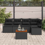 Gartensofa-set mit Speicher 6 pcs Schwarz Poly-Rattan