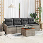 Gartensofa-set mit Speicher 5 pcs Grau Poly-Rattan