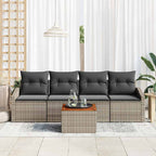 Gartensofa-set mit Speicher 5 pcs Grau Poly-Rattan