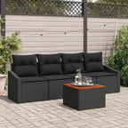 Gartensofa-set mit Speicher 5 pcs Schwarz Poly-Rattan