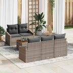 Gartensofa-set mit Speicher 6 pcs Grau Poly-Rattan