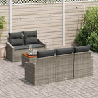 Gartensofa-set mit Speicher 6 pcs Grau Poly-Rattan