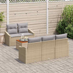 Gartensofa-set 6 pcs Beige und Hellgrau Poly-Rattan