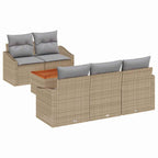 Gartensofa-set 6 pcs Beige und Hellgrau Poly-Rattan