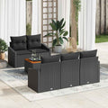 Gartensofa-set mit Speicher 6 pcs Schwarz Poly-Rattan