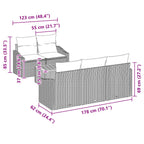 Gartensofa-set 6 pcs Grau und Marineblau Poly-Rattan
