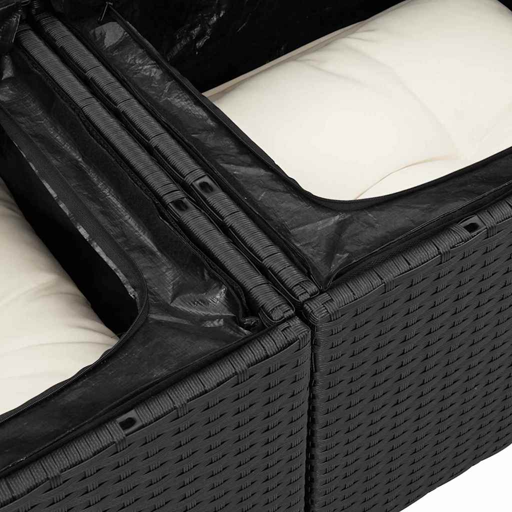 Gartensofa-set mit Speicher 8 pcs Schwarz und Creme Poly-Rattan