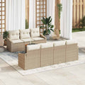 Gartensofa-set mit Speicher 8 pcs Beige und Creme Poly-Rattan