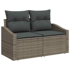 Gartensofa-set mit Speicher 8 pcs Grau Poly-Rattan