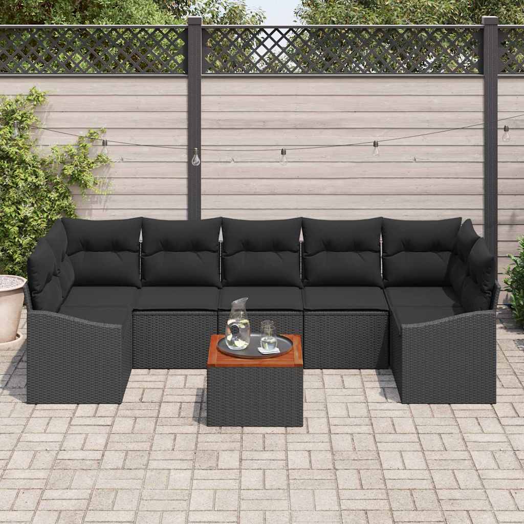 Gartensofa-set mit Speicher 8 pcs Schwarz Poly-Rattan
