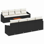 Gartensofa-set mit Speicher 9 pcs Schwarz und Creme Poly-Rattan
