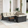 Gartensofa-set mit Speicher 9 pcs Schwarz und Creme Poly-Rattan