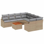 Gartensofa-set 9 pcs Beige und Hellgrau Poly-Rattan