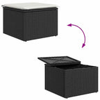 Gartensofa-set mit Speicher 6 pcs Schwarz und Creme Poly-Rattan