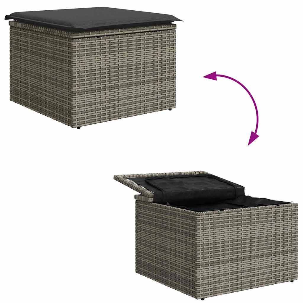Gartensofa-set mit Speicher 6 pcs Grau Poly-Rattan
