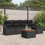 Gartensofa-set mit Speicher 6 pcs Schwarz Poly-Rattan