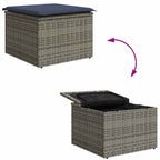 Gartensofa-set 6 pcs Grau und Marineblau Poly-Rattan