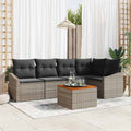 Gartensofa-set mit Speicher 6 pcs Grau Poly-Rattan