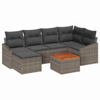 Gartensofa-set mit Speicher 7 pcs Grau Poly-Rattan