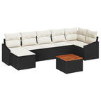 Gartensofa-set mit Speicher 8 pcs Schwarz und Creme Poly-Rattan