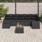 Gartensofa-set mit Speicher 8 pcs Schwarz Poly-Rattan