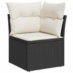 Gartensofa-set mit Speicher 9 pcs Schwarz und Creme Poly-Rattan