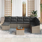 Gartensofa-set mit Speicher 9 pcs Grau Poly-Rattan