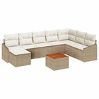 Gartensofa-set mit Speicher 9 pcs Beige und Creme Poly-Rattan