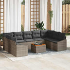 Gartensofa-set mit Speicher 10 pcs Grau Poly-Rattan