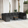 Gartensofa-set mit Speicher 11 pcs Schwarz Poly-Rattan