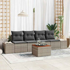 Gartensofa-set mit Speicher 5 pcs Grau Poly-Rattan