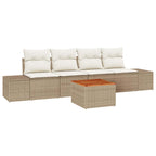 Gartensofa-set mit Speicher 5 pcs Beige und Creme Poly-Rattan
