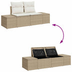 Gartensofa-set mit Speicher 5 pcs Beige und Creme Poly-Rattan