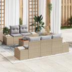 Gartensofa-set 6 pcs Beige und Hellgrau Poly-Rattan
