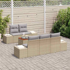 Gartensofa-set 6 pcs Beige und Hellgrau Poly-Rattan