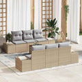 Gartensofa-set 7 pcs Beige und Hellgrau Poly-Rattan