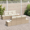 Gartensofa-set mit Speicher 7 pcs Beige und Creme Poly-Rattan