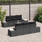 Gartensofa-set mit Speicher 7 pcs Schwarz Poly-Rattan