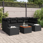 Gartensofa-set mit Speicher 7 pcs Schwarz Poly-Rattan