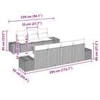 Gartensofa-set mit Speicher 8 pcs Grau Poly-Rattan