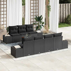 Gartensofa-set mit Speicher 8 pcs Schwarz Poly-Rattan