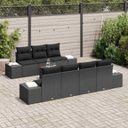Gartensofa-set mit Speicher 8 pcs Schwarz Poly-Rattan