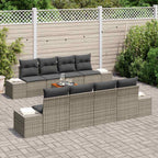 Gartensofa-set mit Speicher 9 pcs Grau Poly-Rattan