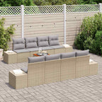 Gartensofa-set 9 pcs Beige und Hellgrau Poly-Rattan