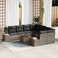 Gartensofa-set mit Speicher 9 pcs Grau Poly-Rattan