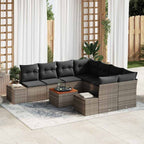 Gartensofa-set mit Speicher 9 pcs Grau Poly-Rattan